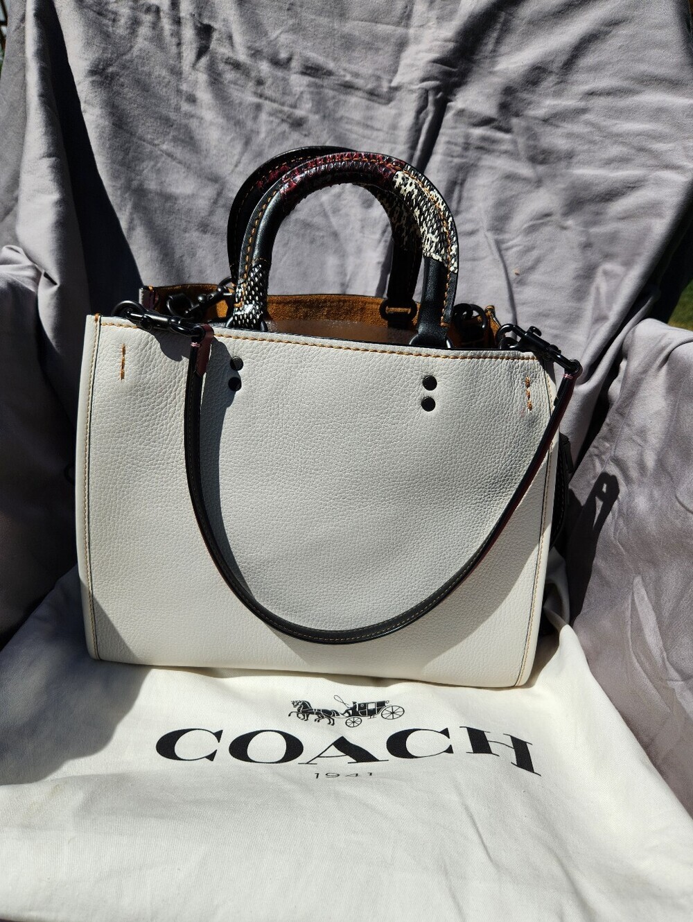Coach 1941 Rogue 30 Snakeskin Handle Tote Bag